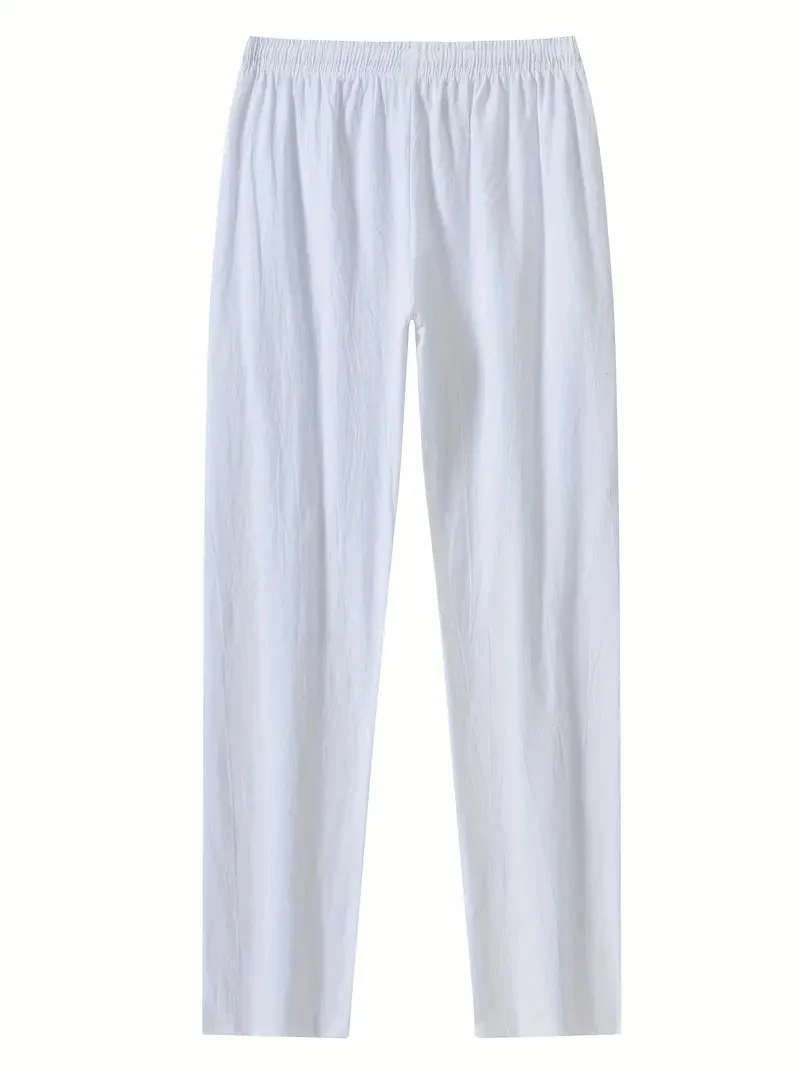 Title 2, Mens Cotton and Linen Beach Pants, Loose and C...