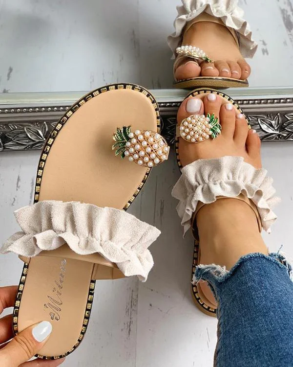 Title 11, Pineapple flip-flops for beach and pool, comfor...