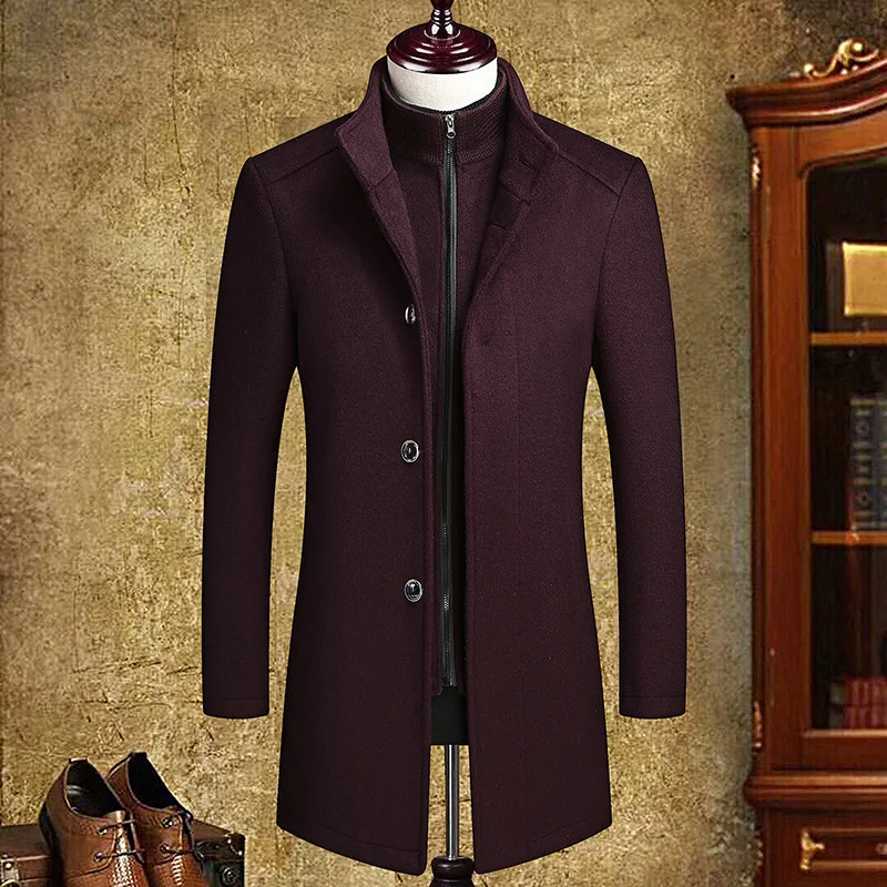 Men's Cross-Border Wool Coat Mid-Length with Detachable Vest Liner and Double Collar, a versatile and warm winter coat o — photo 1