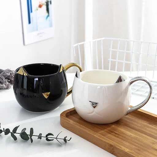Title 14, Tasse en céramique couple chat noir et blanc, m...