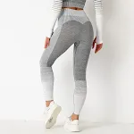 Bešavne prugaste pletene joga fitnes pantalone. Maksimalna udobnost, sloboda pokreta. Savršene za jogu i trening. Prozračne, savršeno prijanjaju. — foto 8