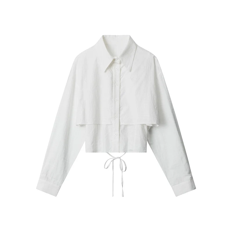 Women's European and American fake two pieces shirt, loose preppy style, stylish shirt, perfect for a casual and chic lo — photo 2