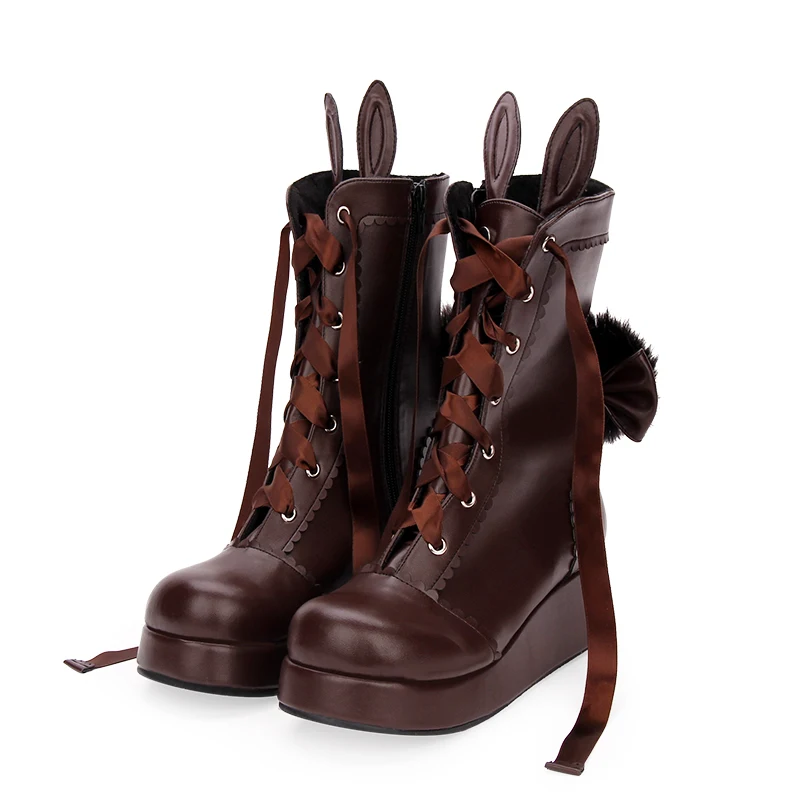 Japanese Winter New LOLITA Ribbon Mid-tube Boots for a stylish and warm look, perfect for the season, offering comfort a — photo 2