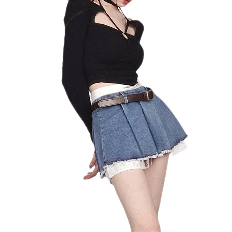 Saia Jeans Feminina Verão Cintura Alta Design Moderno Ideal para Looks Despojados Conforto e Estilo para o Seu Dia a Dia — foto 1