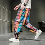 Pantalones de hombre a cuadros retro con bandas en los tobillos, comodidad y estilo. Perfectos para un look casual con un toque vintage. — foto 8