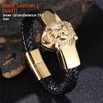 Pulseira de cabeça de leão, aço inoxidável titânio e corda de couro. Design forte e durável. Acessório elegante para homens que buscam estilo. — foto 8