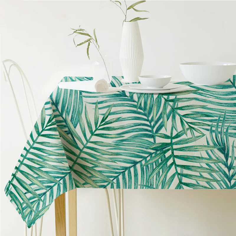 Norse Style Green Plant Leaf Tablecloth Elevate your dining with this Scandinavian inspired, durable and washable tablec — photo 9