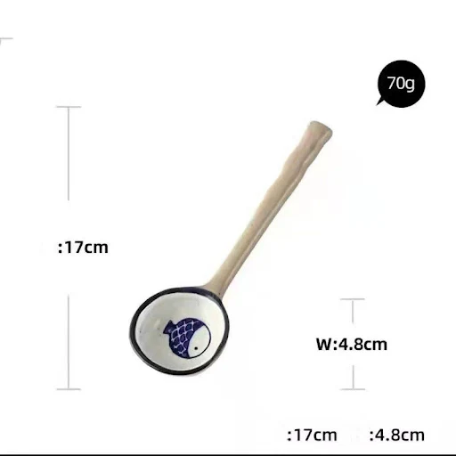 Title 4, Hand-painted ceramic rice spoon, creative rusti...