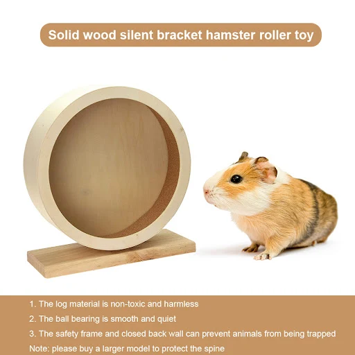 Sports Wheel Pet Toy Pet Accessories Hamster Roller Round Wheel Natural Wood Silent Running Disc Toy Guinea Pig Cage — photo 4