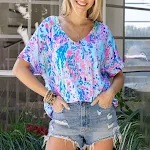 Loose Painted Flower Painting T-shirt Women Single Wear Paint Flower Casual Top Women — photo 18