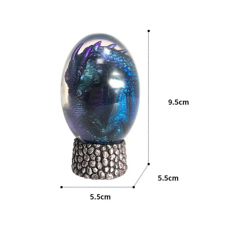 Huevo de dragón LED decorativo ornamental estatua de huevo de dinosaurio resina decoración hogar gema de cristal mineral Reiki, adorno único. — foto 3