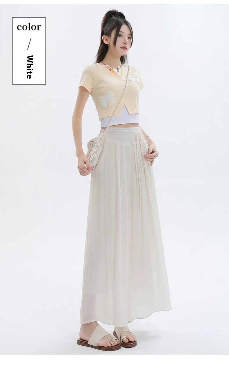Title 17, Summer Thin High Waist Cropped Wide-leg Pants S...