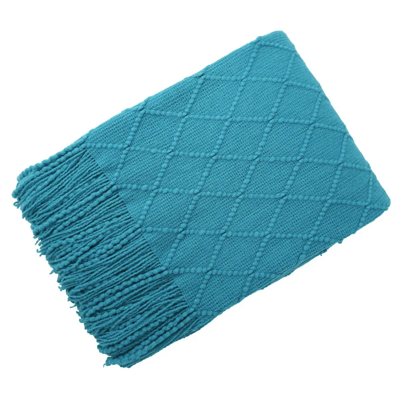 Title 4, Nordische Strick-Wolldecke mit Diamant-Jacquard...