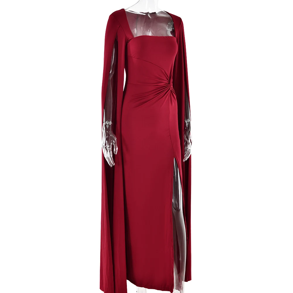 Title 19, Square Collar Mop Long Sleeve High Slit Solid C...