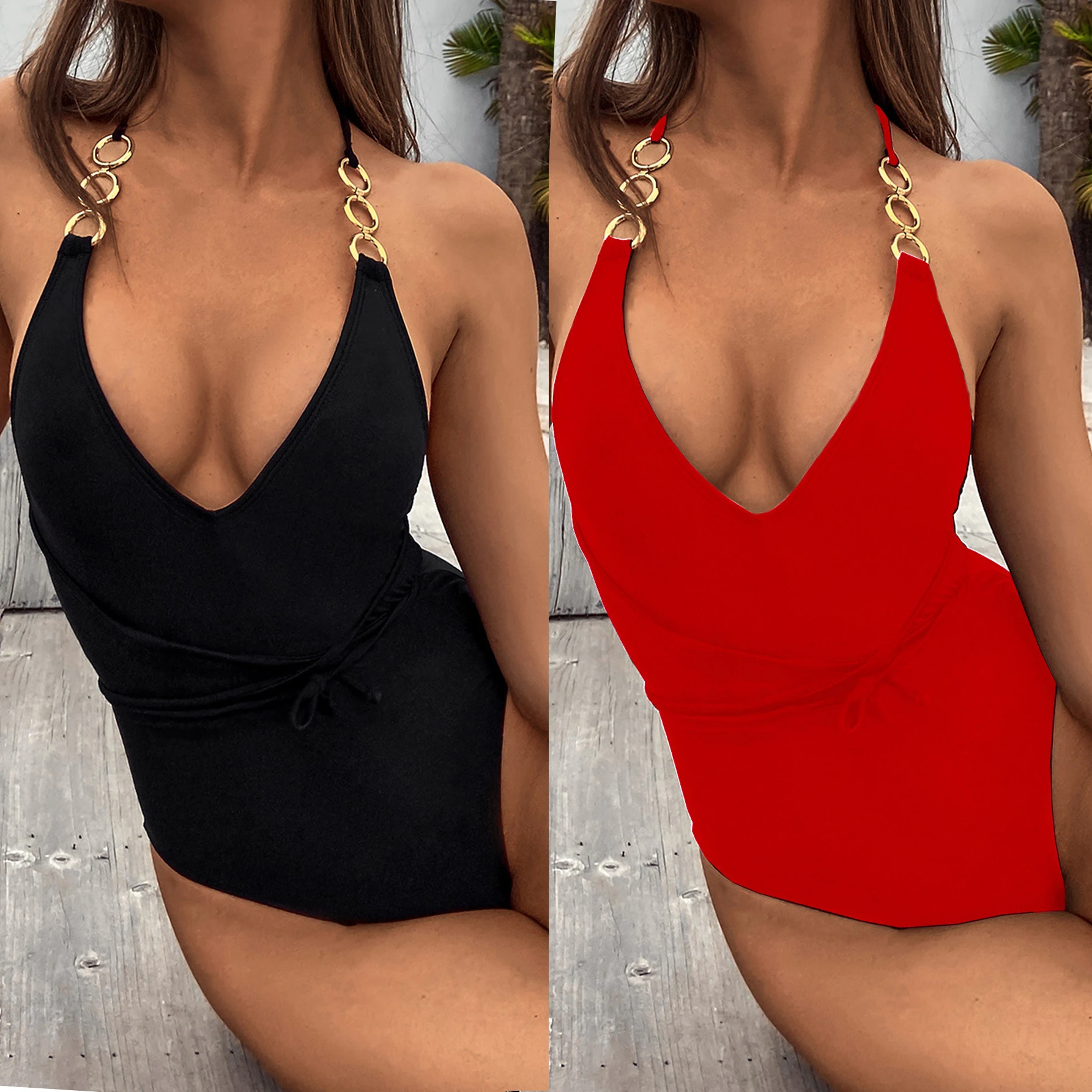 Solid Color One-Piece Swimsuit Sexy Bikini. Experience sun-soaked days with confidence and style, perfect for beach or p — photo 2