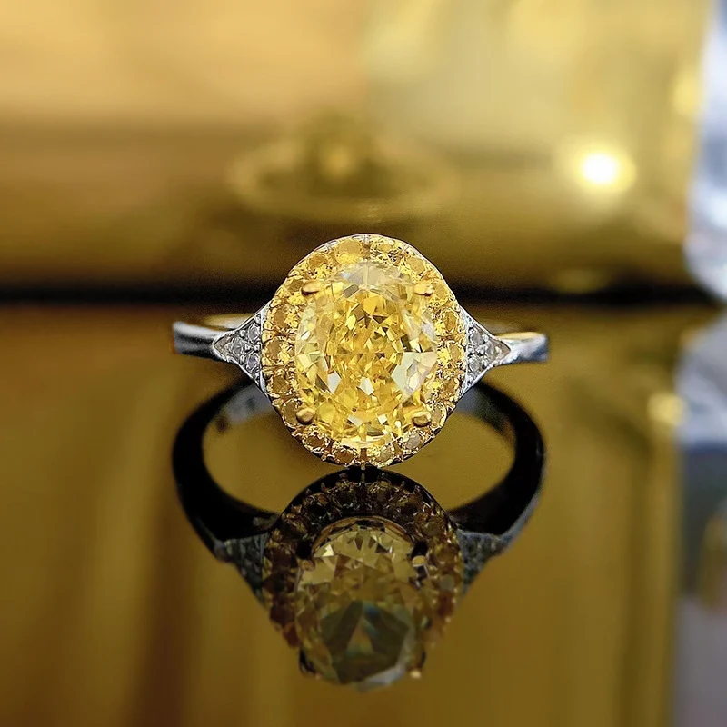 Title 4, Anel de diamante amarelo de carbono alto, desig...