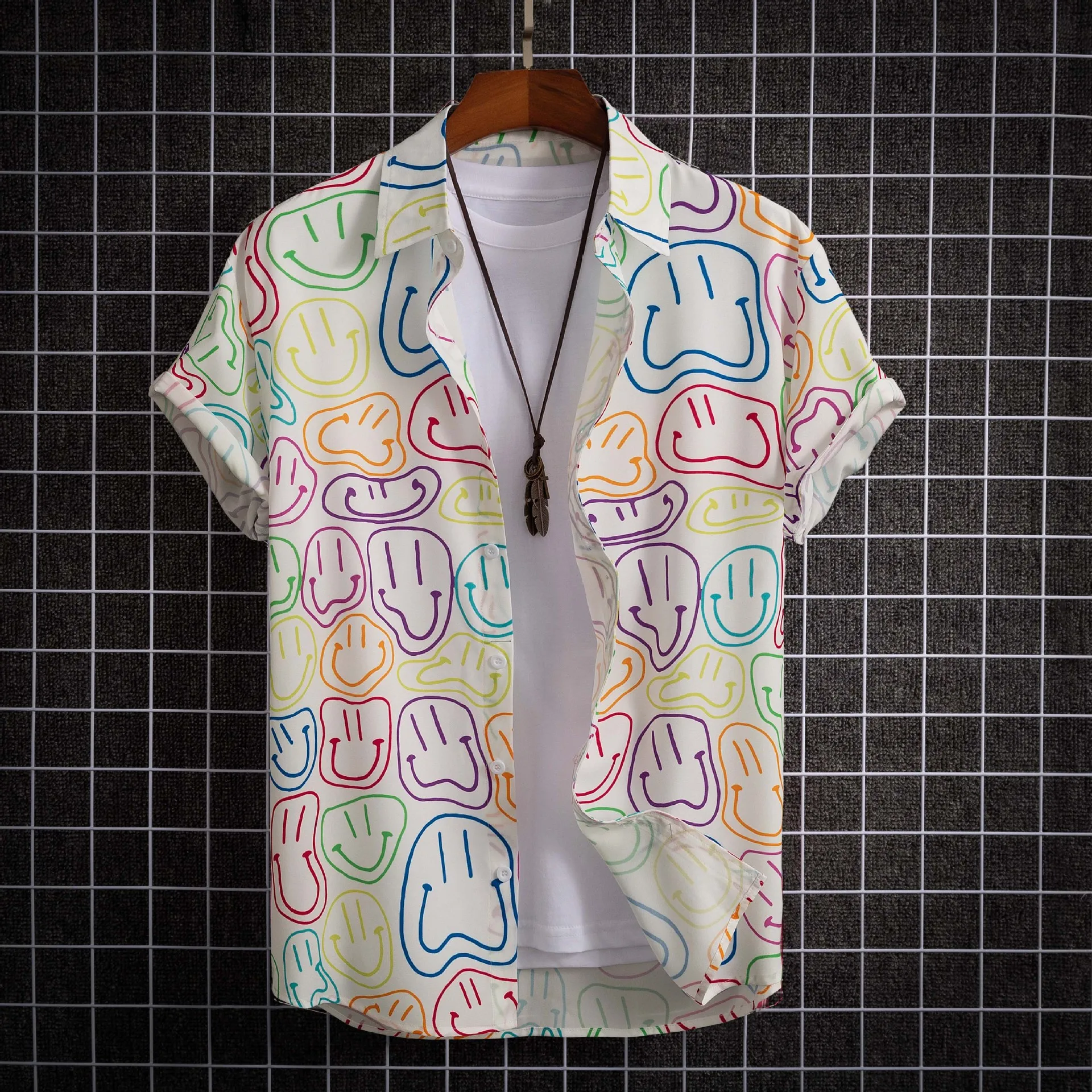 Męska koszula z krótkim rękawem, nadruk 3D, hawajski modny kardigan. Idealna na lato, zapewniająca styl i komfort noszenia. — zdjęcie 12