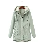 Parka donna con cappuccio in lana d'agnello taglia europea, cappotto invernale caldo imbottito in cotone, vita regolabile — foto 12