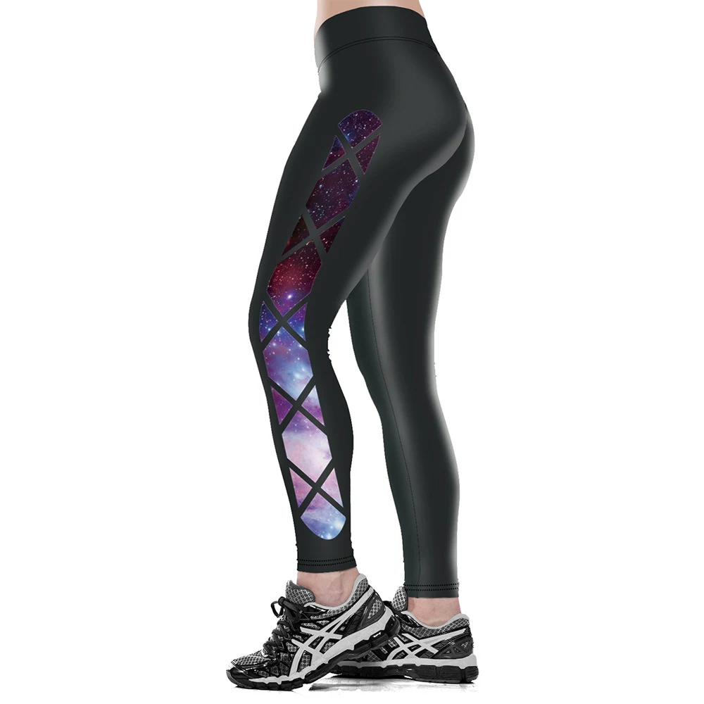 Purple Starry Sky High Waist Hip Sculpting Nine-point Fitness Pants. Comfortable, flattering, and perfect for your worko — photo 5