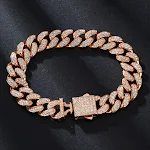 Corrente Cubana 13mm com Fivela de Mola e Diamantes, Liga Metálica — Colar e Pulseira Radiantes para um Visual Sofisticado e Impactante. — foto 15