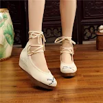 Zapatos de mujer con cordones y bordados, estilo de baile con tacón alto inclinado, zapatos de tela individuales, ¡perfectos para bailar con elegancia! — foto 8