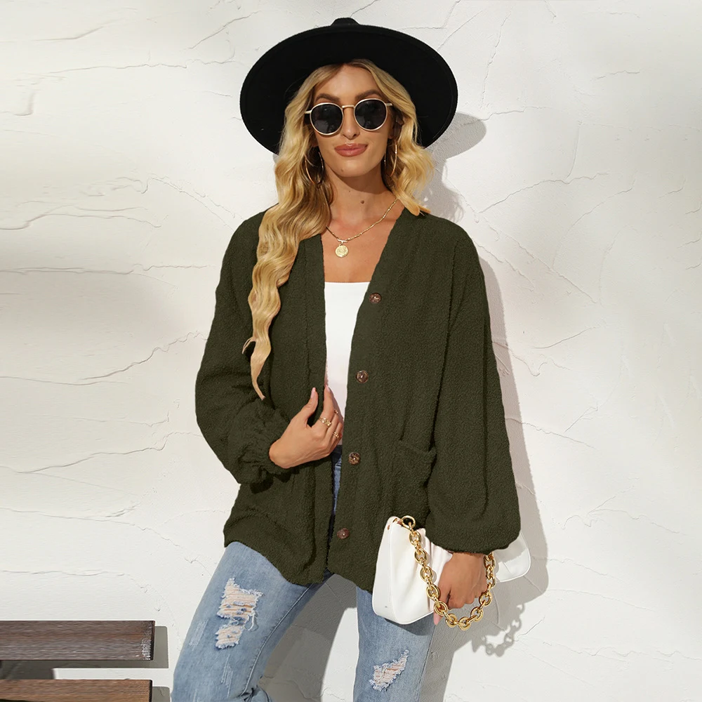 Title 6, Womens Solid Color Little Teddy Plush Cardigan...