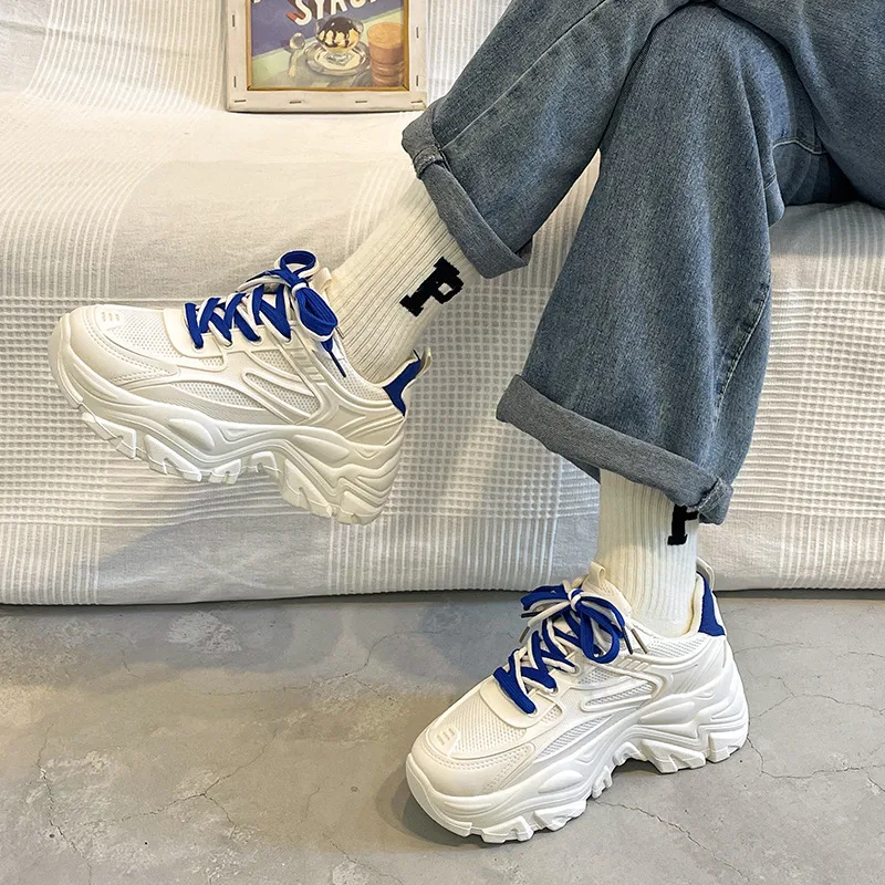 Tênis Dad Shoes Femininos Plataforma All-Match, sapatos casuais que aumentam a altura, combinando conforto e estilo. — foto 12