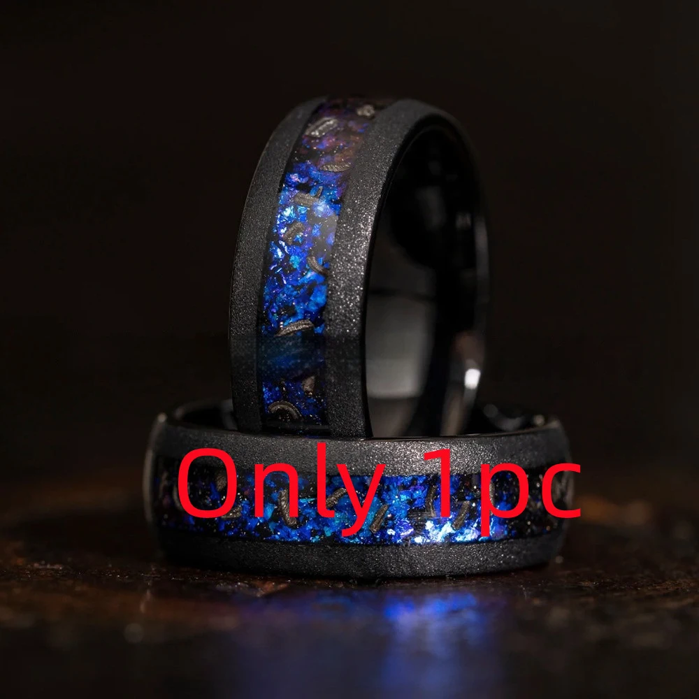 Anel de tungstênio preto de 8mm com jateamento de areia. Perfeito para jateamento com pistola, brita azul e raspas de ferro. Resistente e estiloso. — foto 5