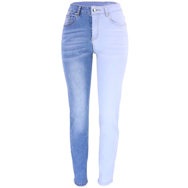 Women's fashionable stretch contrast color straight high waist jeans for a flattering, stylish fit and comfortable wear — photo 2