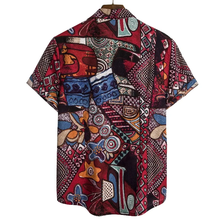 Plus size linnen top in Afrikaanse etnische stijl met donker bloemenpatroon. Comfortabel en elegant voor een unieke en modieuze uitstraling. — foto 40