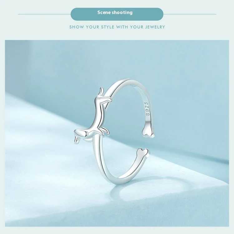 Damen Ring Wursthund offen S925 Sterling Silber verstellbar Tierring Schmuck Ornament süßes Geschenk — foto 11