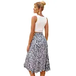 Retro Holiday Rock mit unregelmäßigem Blumenmuster und Wellen-Design, seitlicher Schnürung. Stilvoll und perfekt für Urlaub. — foto 5