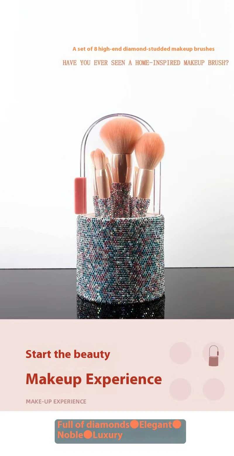 Title 4, Light Luxury Diamond-Embedded Makeup Brush Set ...