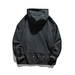 Moletom com capuz de fleece polar liso, bordado e costuras retrô. Conforto e estilo vintage para o inverno, aqueça-se com ele. — foto 2