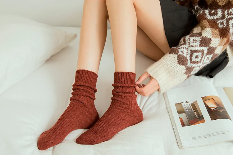 Title 9, Womens Winter Japanese Solid Color Wool Socks ...