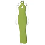 Vestido Slim Sem Mangas com Fenda e Costas Vazadas, perfeito para um visual elegante e moderno. Ideal para festas e eventos especiais. — foto 1