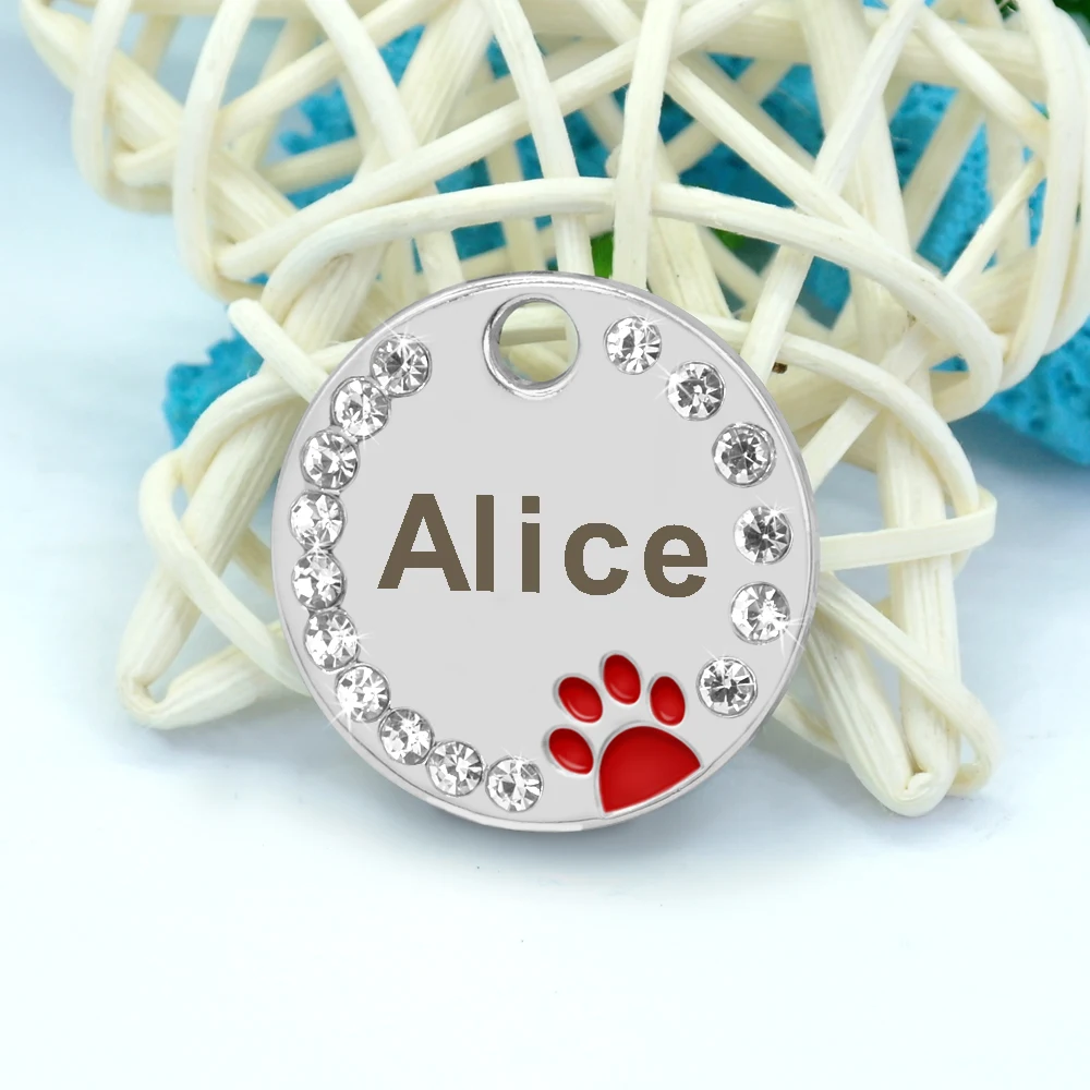 Title 11, Personalized Dog Cat ID Tag Bling Rhinestone Pu...