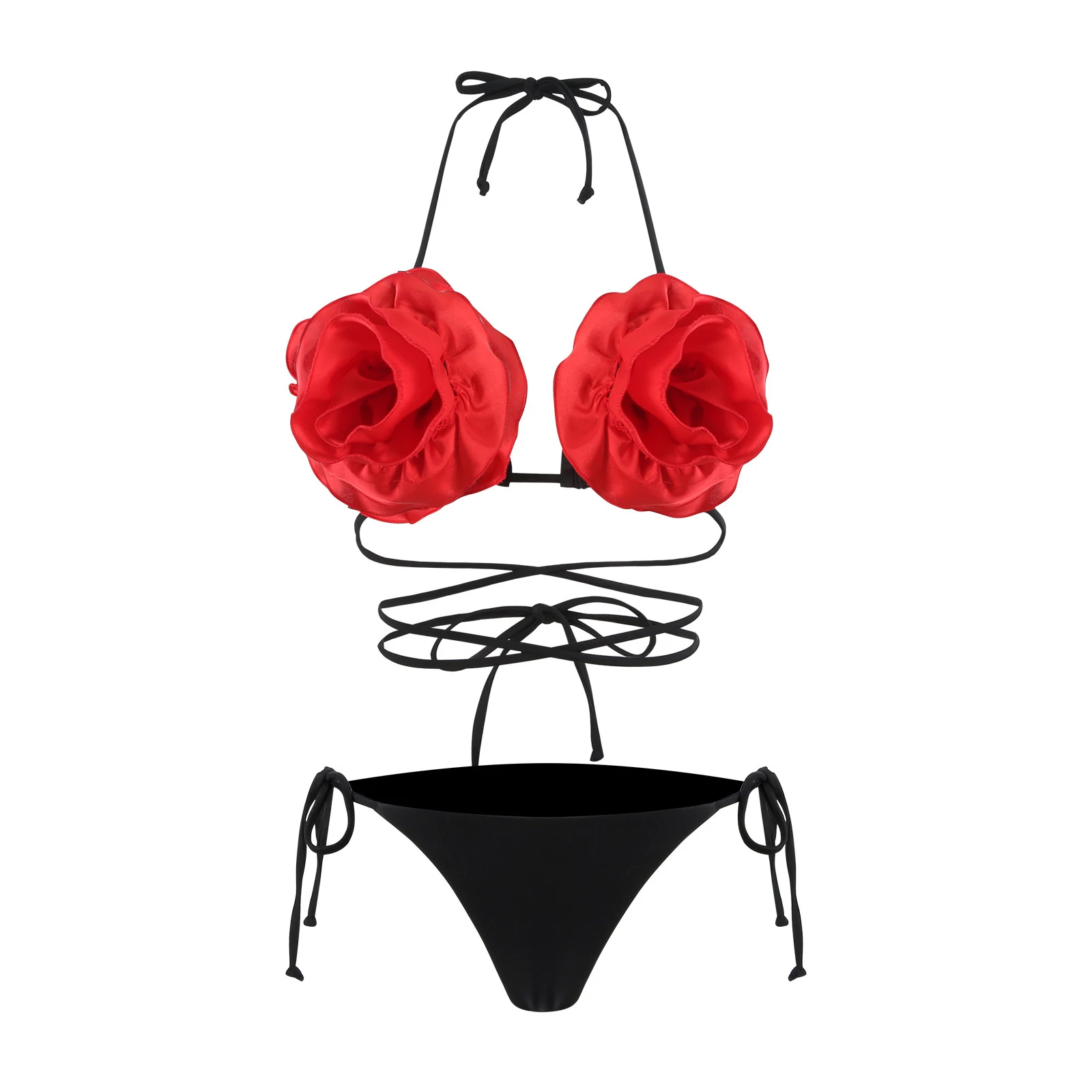Title 9, Moda feminina biquíni com divisão de flores em 3D