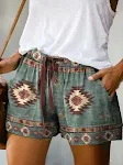 Dames zomer shorts met vetersluiting, losse pasvorm en 3D print. Comfortabele shorts voor warme dagen, casual en stijlvol. — foto 15