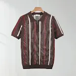 Polo tricoté à manches courtes en maille ajourée, respirant et élégant. Idéal pour l'été, frais et confortable, parfait pour un usage quotidien et décontracté. — photo 1