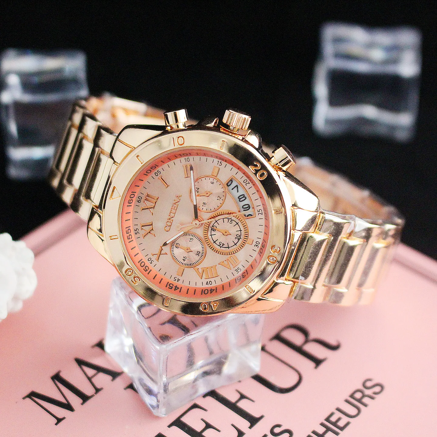 Title 6, Orologio al quarzo vintage a tre occhi. Eleganz...