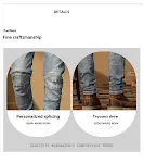 Korean Style Motorcycle Jeans for Men, Slim Fit, Ankle-tied, High-end Casual Pants. Stretch and versatile design for a c — photo 10