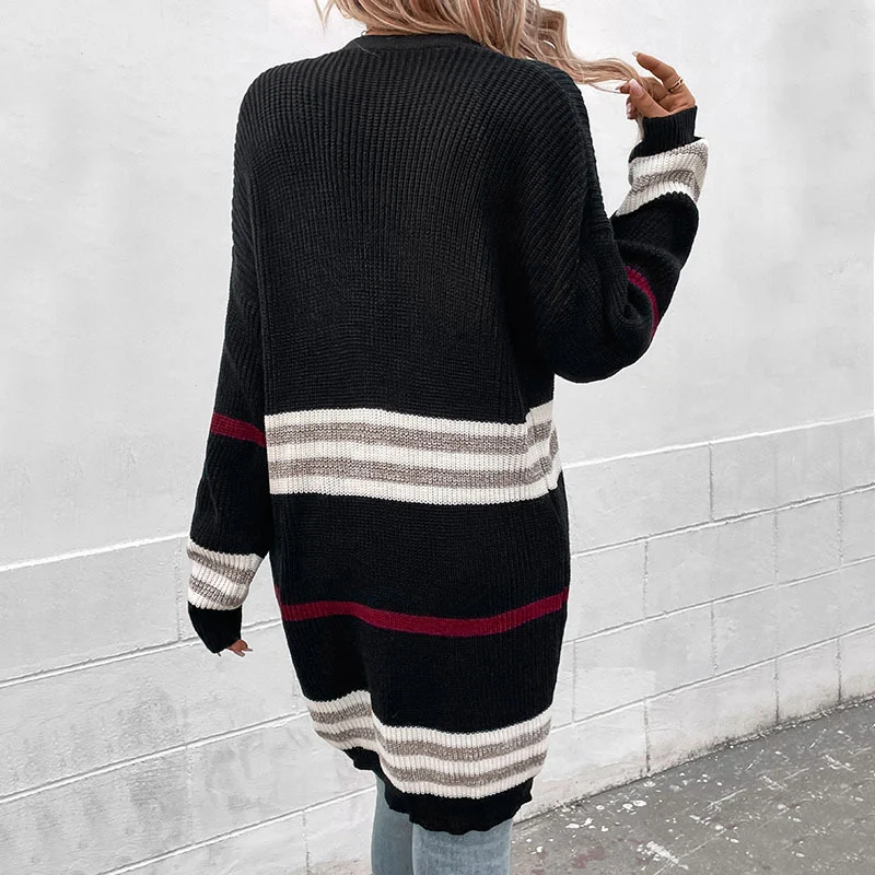 Women's Fashion Long Sleeve Colorblock Long Sweater Jacket, a stylish and comfortable outerwear piece perfect for layeri — photo 3