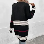Women's Fashion Long Sleeve Colorblock Long Sweater Jacket, a stylish and comfortable outerwear piece perfect for layeri — photo 3