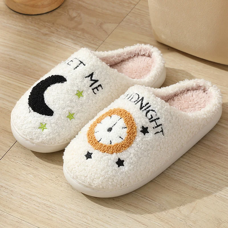 Wholesale Cotton Slippers Home Moon Clock Couple Indoor Warm Slippers Winter. Stay cozy and comfortable with these warm — photo 7