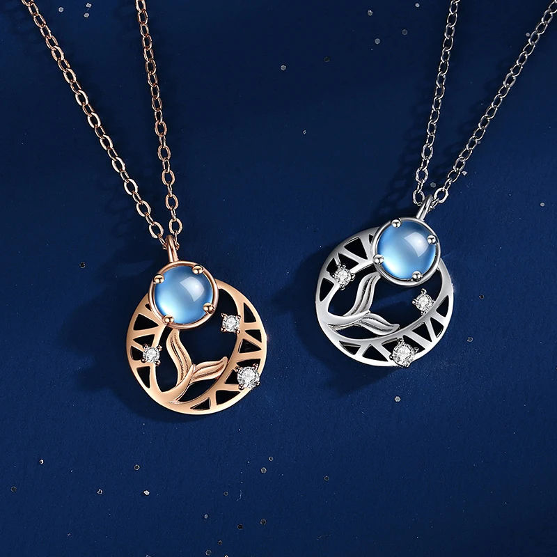Colar feminino de prata esterlina com cauda de sereia, um acessório elegante que simboliza beleza e encanto, perfeito para realçar seu estilo. — foto 4