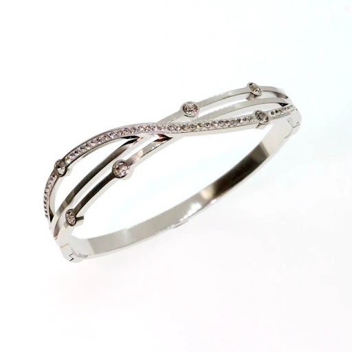 Title 3, Pulseira Feminina de Aço Titânio com Diamantes,...