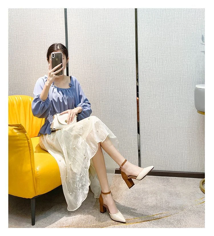 Title 25, Chunky Heel High Heels with Small Hollow Design...