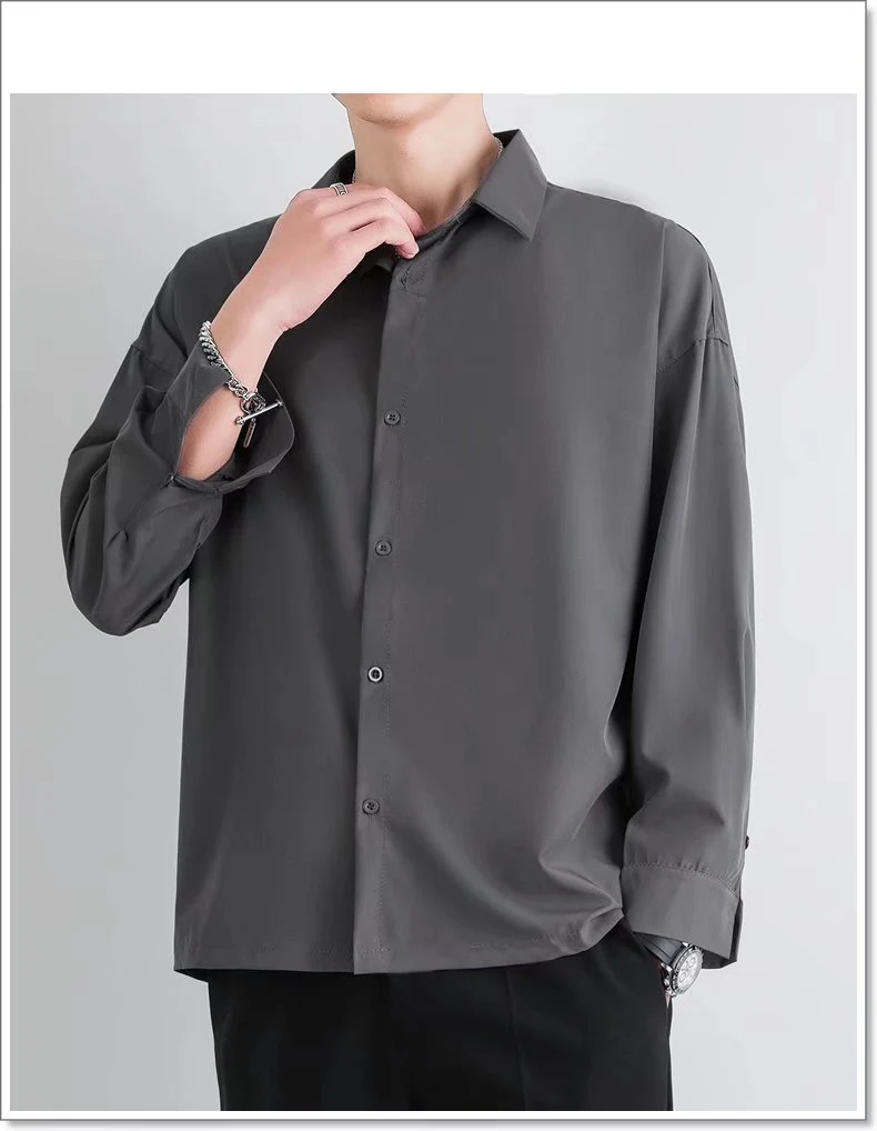 Title 6, Mens Ice Silk Drape Long Sleeved Loose Casual ...