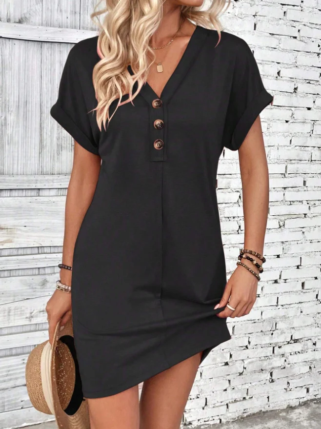 Title 7, Womens Fashion Buckle V-neck With Shoulder Rol...
